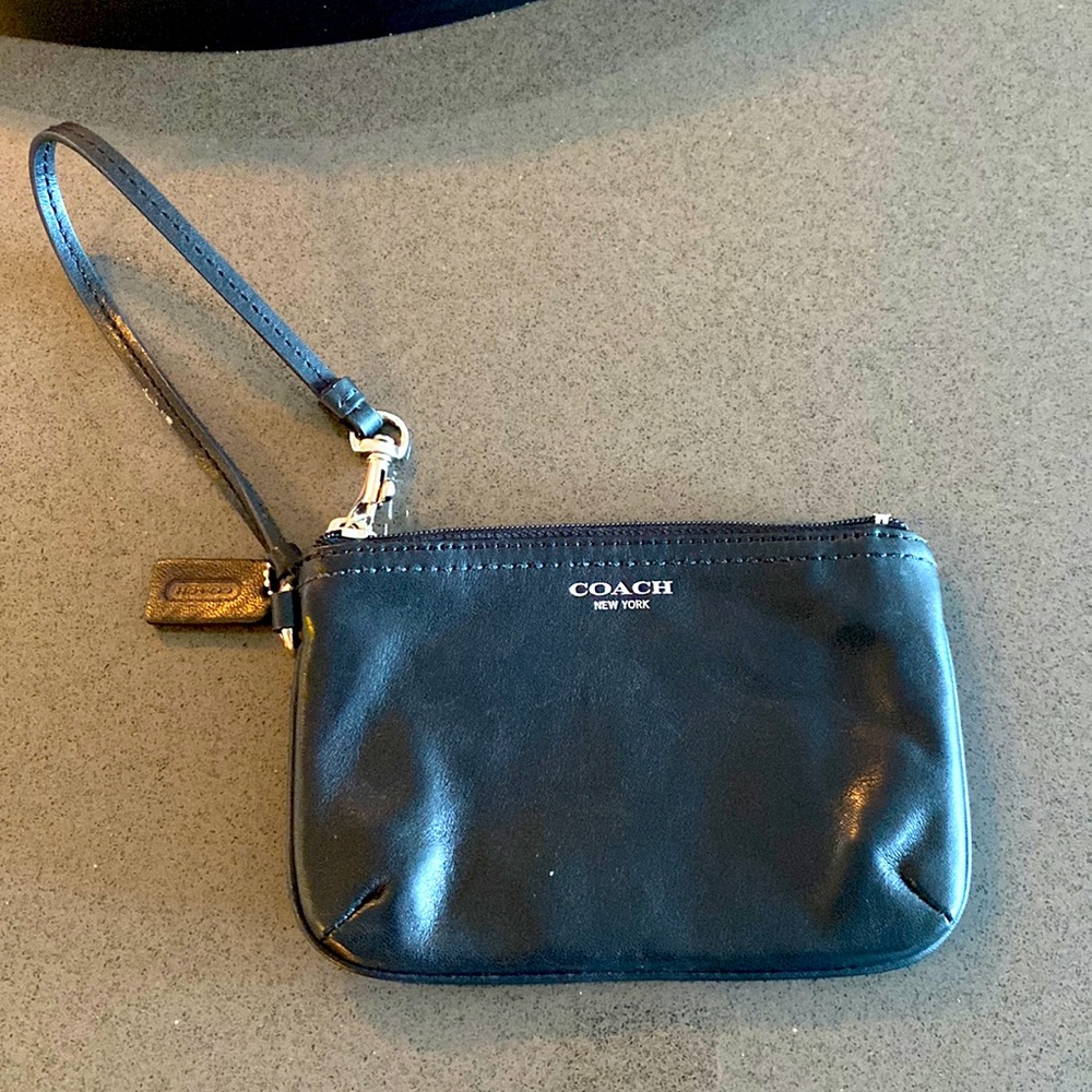Black leather Coach wristlet